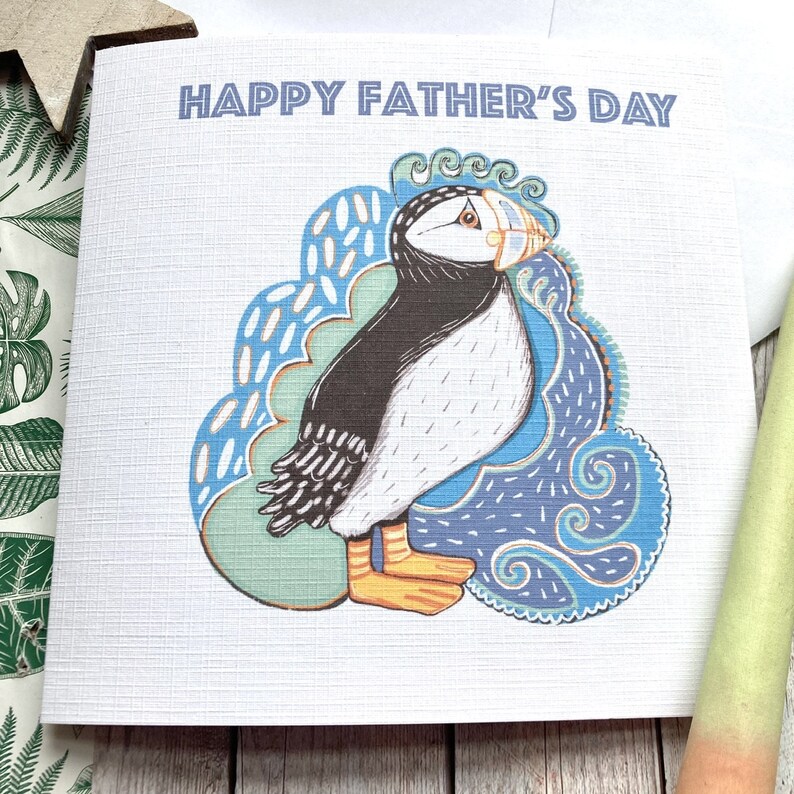 Puffin Fathers Day Card, Puffin Card, Happy Fathers Day, Card For Dad, Bird Watcher, Unique Cards. image 3