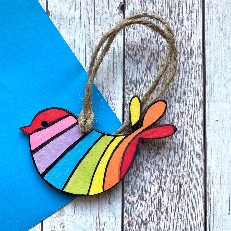 Lockdown Birthday Gift Letterbox Gift Missing You Positivity Gift Thinking Of You New Home Gift Rustic Decor. Rainbow Bird Hug Gift