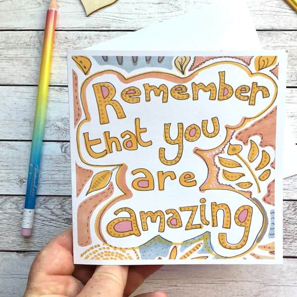 Remember That You Are Amazing Card, You Can Do It, First Day In New Job, Good Luck, Motivational, Inspirational Card, Self Care Quotes.