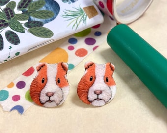 Guinea Pig Earrings, Shrinky Dink Studs, Guinea Pig Jewellery, Quirky Animal Studs, Gift For Best Friend.