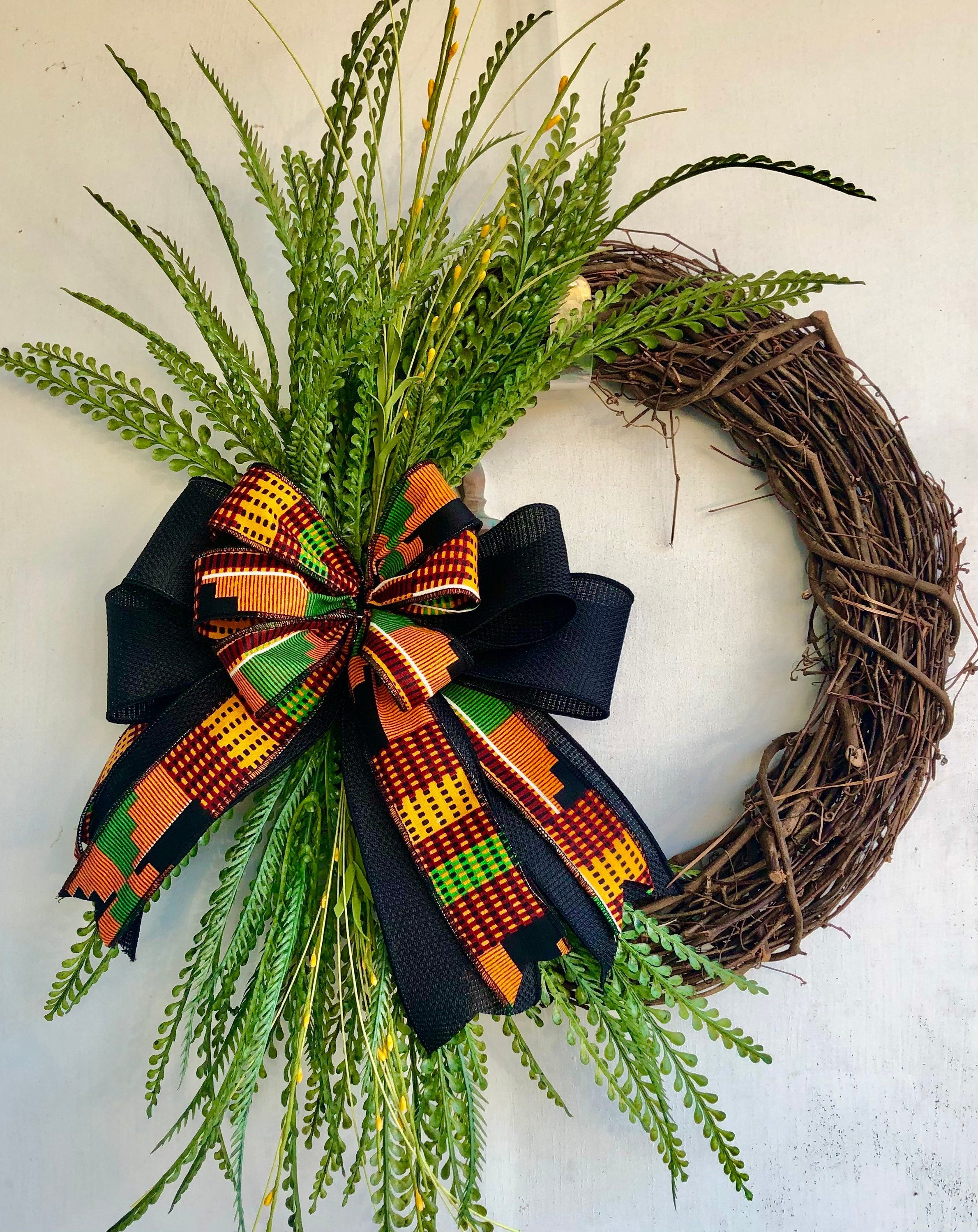 Black History Decor Home Decor Kente Grapevine Wreath Etsy UK