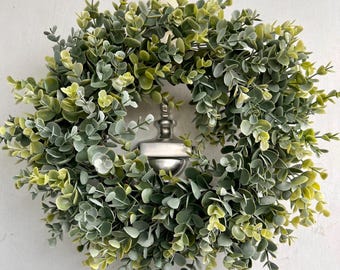 Faux Eucalyptus Wreath for Front Door, Evergreen, Year-Round Greenery Wreath, Farmhouse Wreath, All Season, Various Sizes, Free Shipping