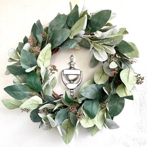 Eucalyptus Lambs Ear Wreath: Farmhouse Greenery Door Decor