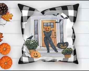 Spooky Halloween Themed Outdoor Throw Pillow Covers | Water Resistant | 18x18 |  Halloween Decor |  COVERS ONLY