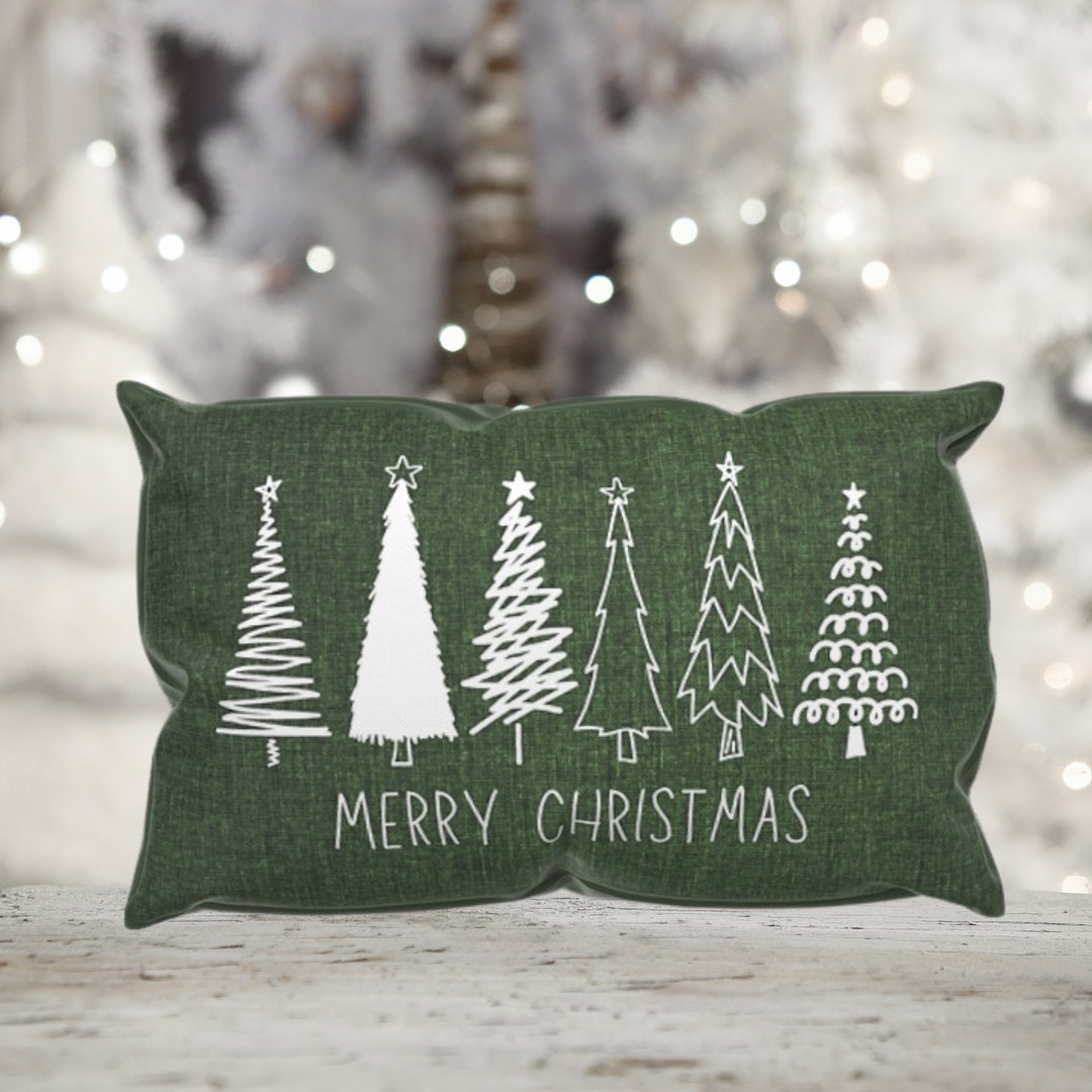 Personalized Christmas Tree Pillow, Holiday Throw Pillow, Decorative