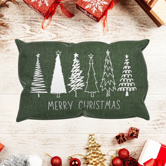 Personalized Christmas Tree Pillow Holiday Throw Pillow