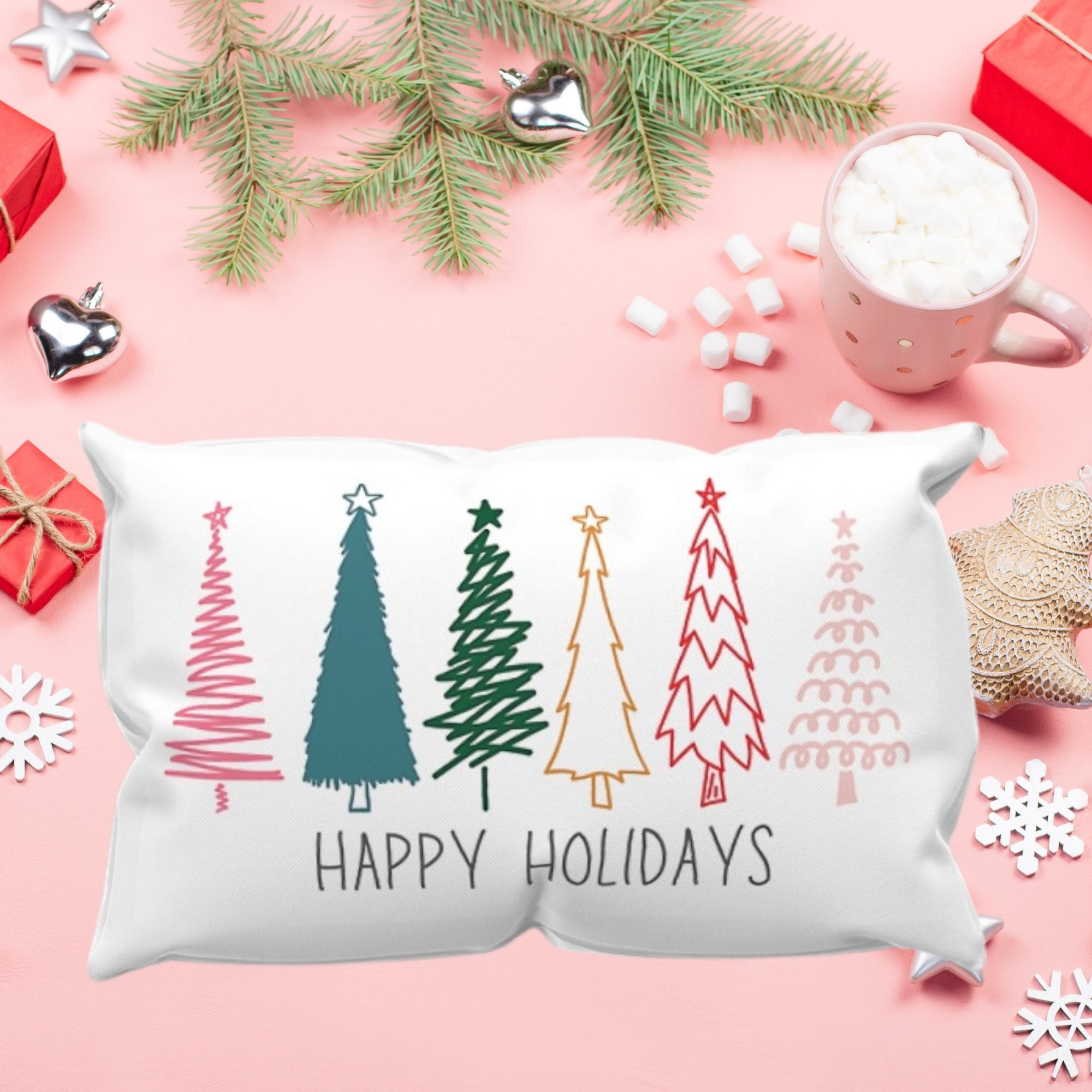  Outdoor Pillows Covers with Inserts Set of 2, Merry Christmas  Santa Hold Gift Snowflake Waterproof Pillow with Adjustable Strap  Decorative Throw Pillows for Patio Furniture Lounge Chair, 12x20 Inch :  Patio