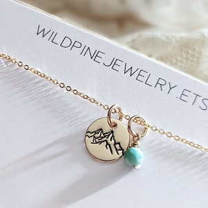 Birth Month Mountain Necklace, 14k Gold Filled, Sterling Silver, Birthday Gift for Her, Gemstone Necklace, Dainty Hand Stamped, Mothers Day