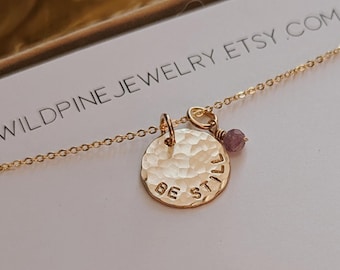 Be Still Necklace, Psalm 46 10, Scripture Jewelry, 14k Gold Filled, Silver, Personalized Christian Necklace, Baptism, Easter, Mothers Day