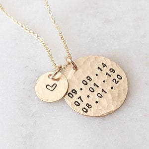 Custom Date Necklace, Hand Stamped Gift, 14k Gold Filled, Sterling Silver, Birthdate Jewelry, Anniversary Gift, Gift for her, Mothers Day