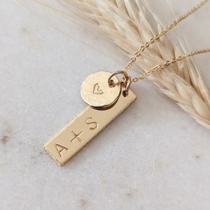 Custom Vertical Bar Necklace, 14k Gold Filled, Silver, Personalized Initials Bar Necklace, Gift for Her, Anniversary, Mothers Day Gift
