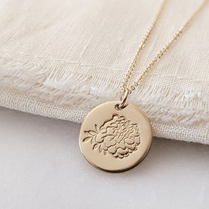 Marigold Necklace, October Birth Flower, 14k Gold Filled, Sterling Silver, Birth Month Flower, October Birthday, Gift for Her, Christmas
