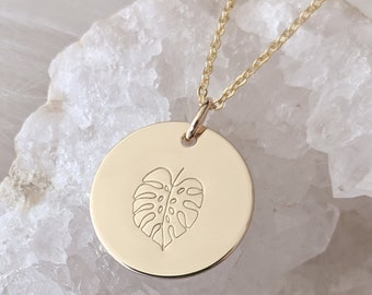 Monstera Leaf Necklace in 14k Gold Filled or Sterling Silver, Dainty Layering Minimalist Palm Leaf Tropical Beach Necklace, Friendship Gift