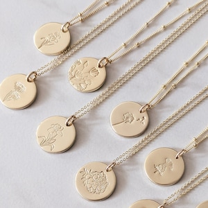 Flower Necklace, Gold Filled, Sterling Silver, Birth Month Flower Necklace, Bridesmaid Gift, Custom Necklace, Personalized, Christmas Gift