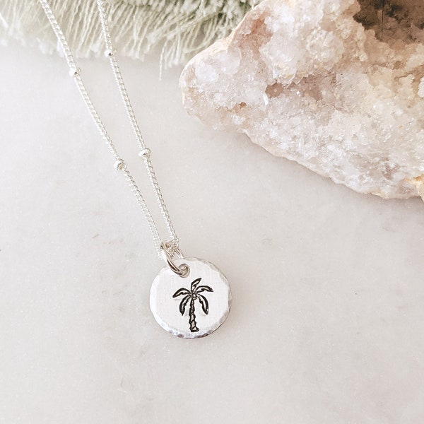 Palm Tree Necklace in 14k Gold Filled or Silver, Beach Necklace, Dainty Charm Necklace, Minimalist Necklace, Gift for her, Summer Jewelry