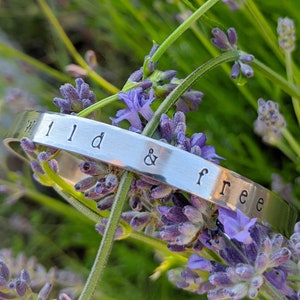 Wild and Free Cuff Bracelet, Inspirational Cuff, Quote Bracelet, Hand Stamped Cuff Bracelet, Free Spirit Jewelry, Christmas Gift for Her