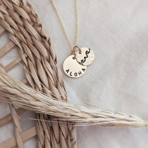 Aloha Wave Disc Necklace, 14k Gold Filled or Sterling Silver, Hawaiian Jewelry, Beach Necklace, Beach Wedding, Gift for Her, Christmas Gift
