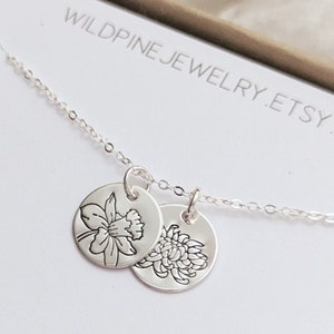 Custom Birth Flower Necklace, Birthday Gift, Mothers Day Gift, Birth Flower Necklace, Personalized, Gift for Mom, Wife Gift, Floral Jewelry