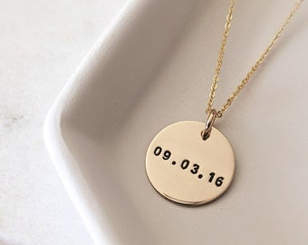 Custom Date Necklace,14k Gold Filled, Sterling Silver, Personalized Wedding Date, Birthdate Necklace, Anniversary Gift, Christmas Gift