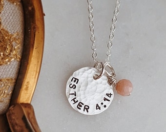 Custom Bible Verse, Scripture Necklace, 14k Gold Filled, Silver, Personalized Christian Jewelry, Baptism, Easter Gift for Her, Mothers Day