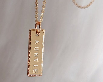 Auntie Mini Bar Necklace, 14k Gold Filled, Sterling Silver, Aunt Gift, Sister Gift, Custom, Bar Necklace, Gift for Her, Christmas Gift