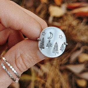 Evergreen Tree Statement Ring, Wanderlust, Forest Ring, Gold Filled, Sterling Silver, Stand by Me, Hand Stamped, Nature Gift, Mothers Day