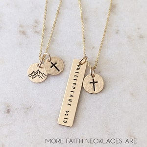 Faith Can Move Mountains Disc Necklace, 14k Gold Filled, Silver, Bible ...