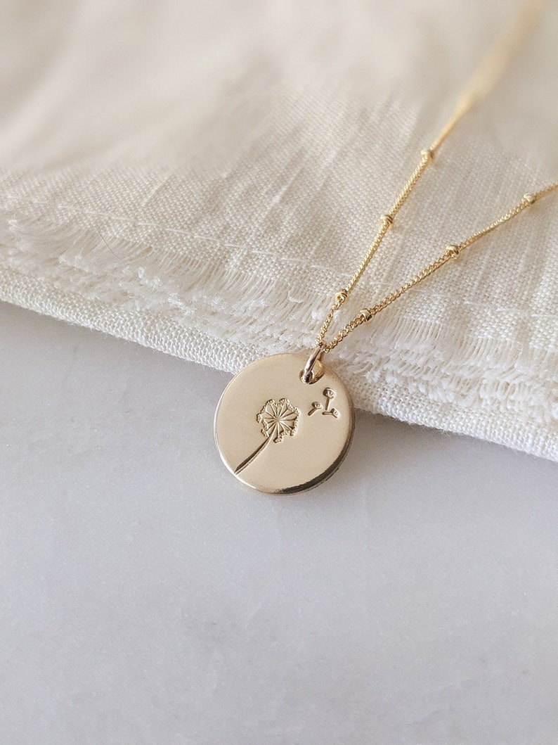 Dandelion Necklace for Women, 14k Gold Filled, Sterling Silver, Mother Daughter Necklace, Gift for Her, Make A Wish, Christmas Gift for Her image 1