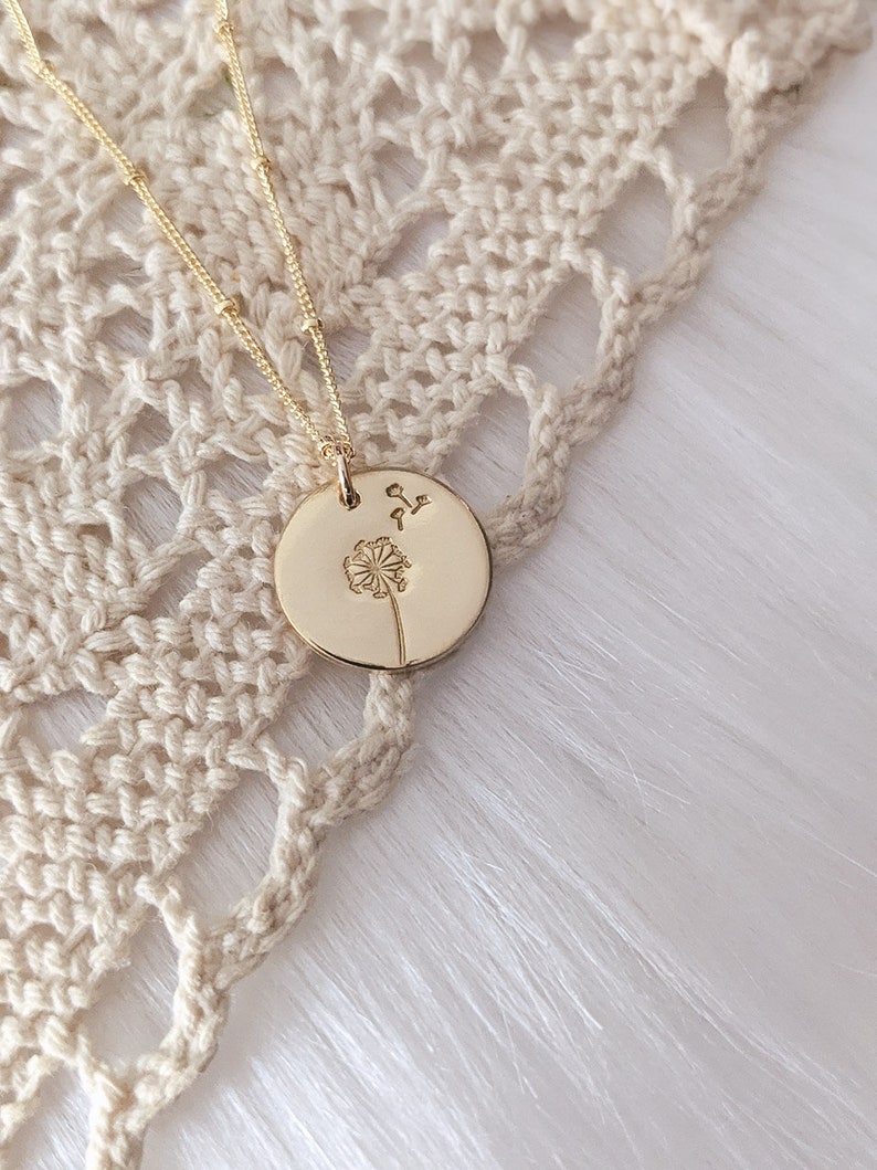 Dandelion Necklace for Women, 14k Gold Filled, Sterling Silver, Mother Daughter Necklace, Gift for Her, Make A Wish, Christmas Gift for Her image 4