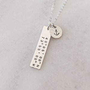 Hand Stamped Custom Coordinates Necklace, 14k Gold Filled, Sterling Silver, Personalized Coordinates Jewelry, Anniversary, Mothers Day Gift image 2