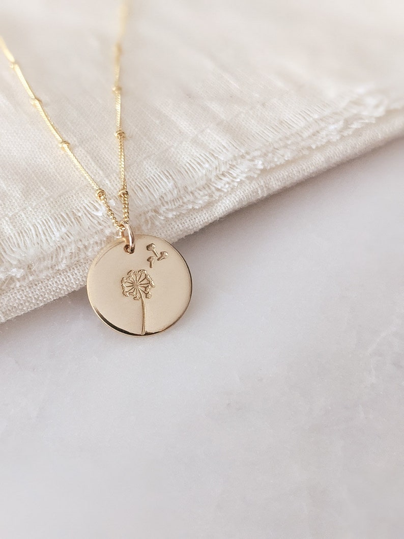 Dandelion Necklace for Women, 14k Gold Filled, Sterling Silver, Mother Daughter Necklace, Gift for Her, Make A Wish, Christmas Gift for Her image 2