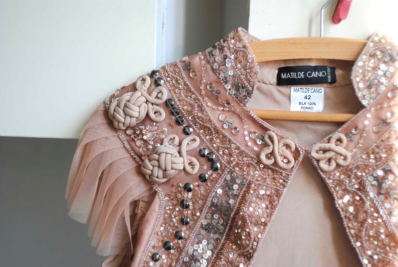 Vintage lovertjes Bolero, vrouwen BOLERO JAS, Sparkly Rose Gold Bolero, afbeelding 6