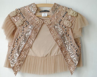 Vintage lovertjes Bolero, vrouwen BOLERO JAS, Sparkly Rose Gold Bolero,