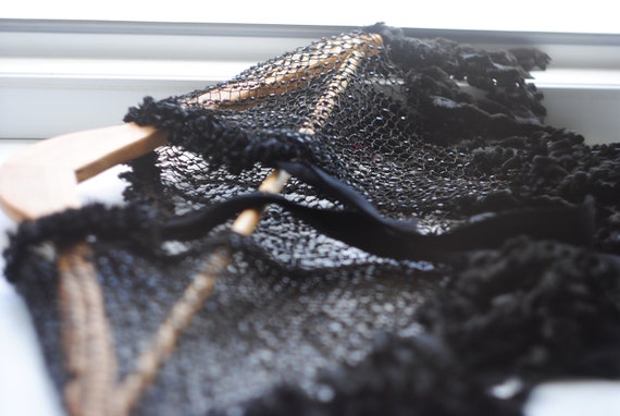 Vintage Black BEADED CAPE, Victorian Black Beaded… - image 4