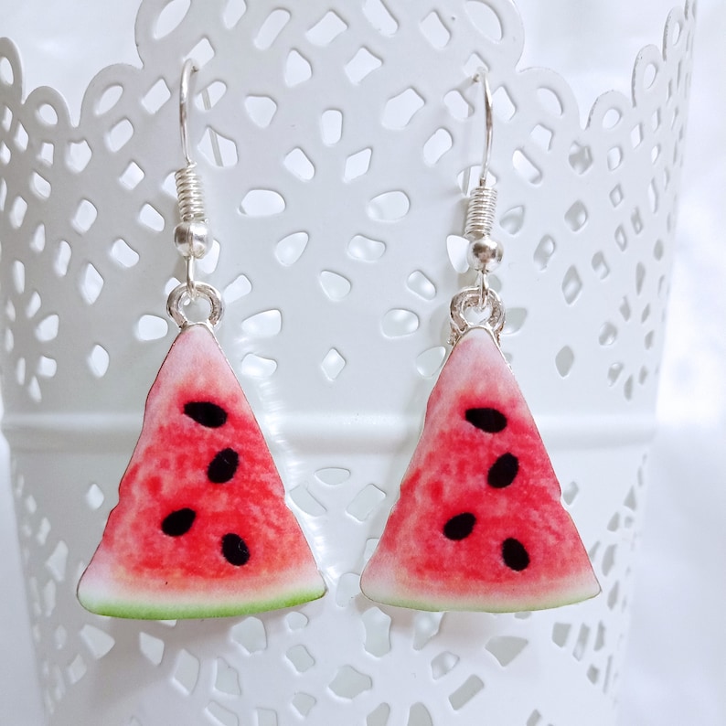 Cute Women/'s Food Jewellery made from Zinc Alloy Fake Mini Fruit Vegan Watermelon Slice Food Earrings Great Birthday gift idea for her