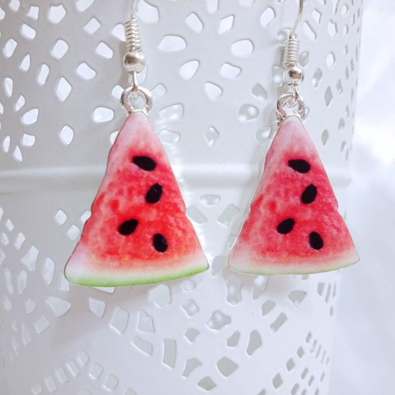 Cute Women/'s Food Jewellery made from Zinc Alloy Fake Mini Fruit Vegan Watermelon Slice Food Earrings Great Birthday gift idea for her