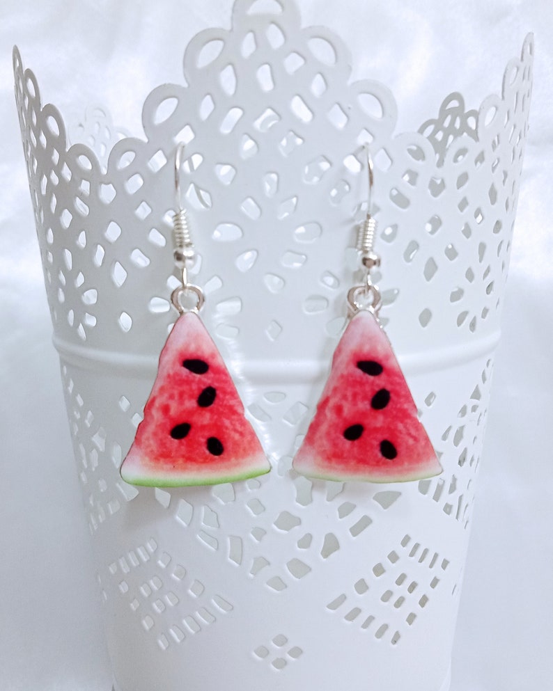 Cute Women/'s Food Jewellery made from Zinc Alloy Fake Mini Fruit Vegan Watermelon Slice Food Earrings Great Birthday gift idea for her
