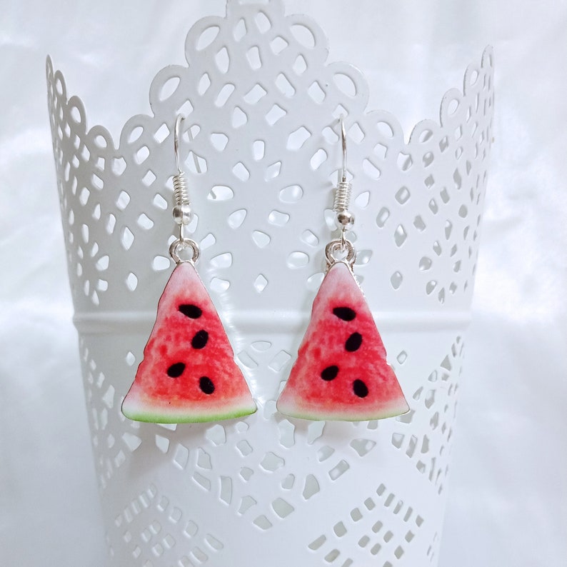 Cute Women/'s Food Jewellery made from Zinc Alloy Fake Mini Fruit Vegan Watermelon Slice Food Earrings Great Birthday gift idea for her