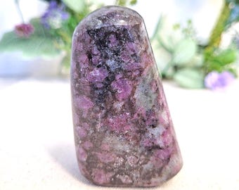 Pink Garnet Freeform • Polished Pink Stone with Black Matrix