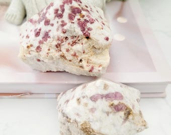 Pink Tourmaline Part-Polished Points – Pink Crystal in White Matrix