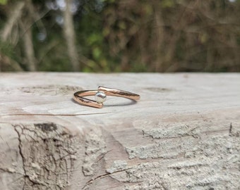 Rose Gold and Silver ring,  Handmade gold ring. Rose gold engagement ring. Gold stacking ring, Gold wedding ring band. 9ct Gold ring.