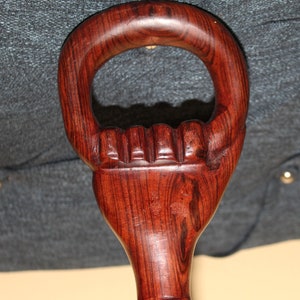 African Rosewood Hand-Carved Walking Stick/Walking Cane/ Human Fist Carved Handle