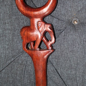 Plain African Rosewood Hand-Carved Walking Stick/Walking Cane/ Elephant Carved Handle