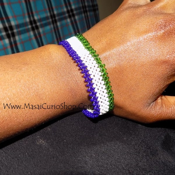 Sierra Leone Bracelet/Wrist Band/Sierra Leone Flag Bracelet