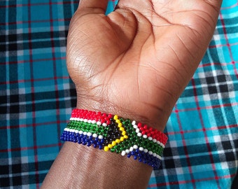 Perlen Südafrika Flagge Armband - Perlen Südafrika Armband / Südafrika Flagge / Geschenke für Sie und Ihn / Flaggenarmbänder