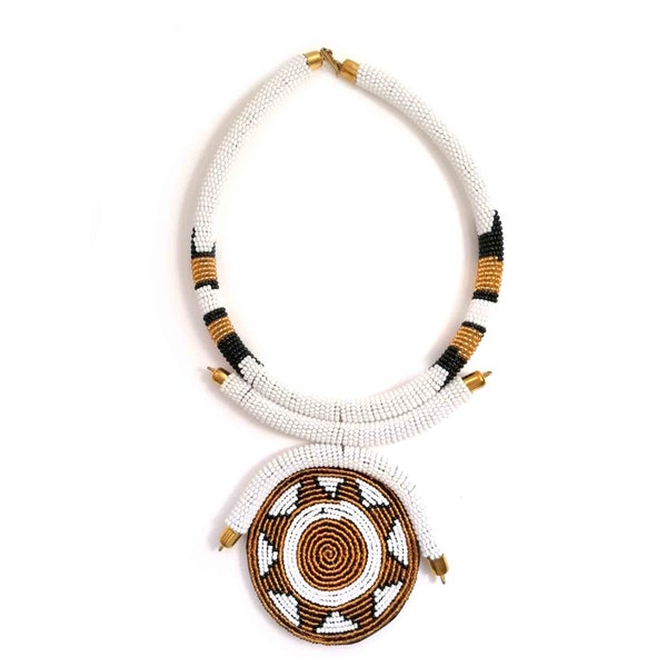 White Masai beaded Choker Necklace/ African Fashion Jewelry/ Masai Cultural Wear