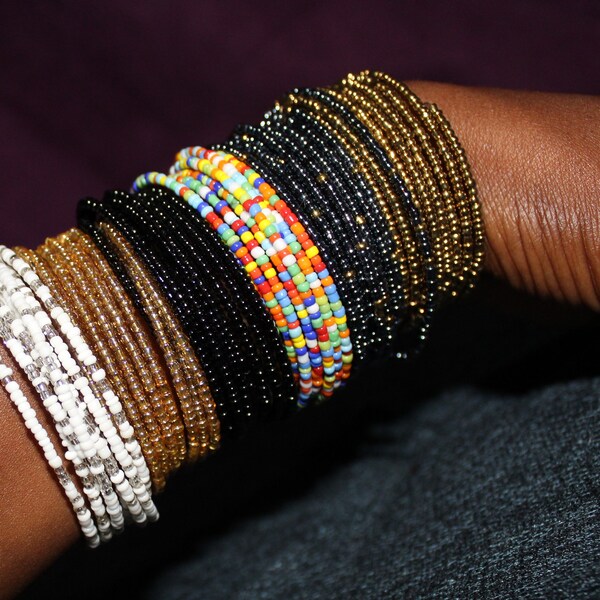 Set of SIX  (6) MAASAI Beaded Bracelets/ Assorted Colors/ Masai Jewelry Set/ Six Masai Bracelets/ Gifts for Her