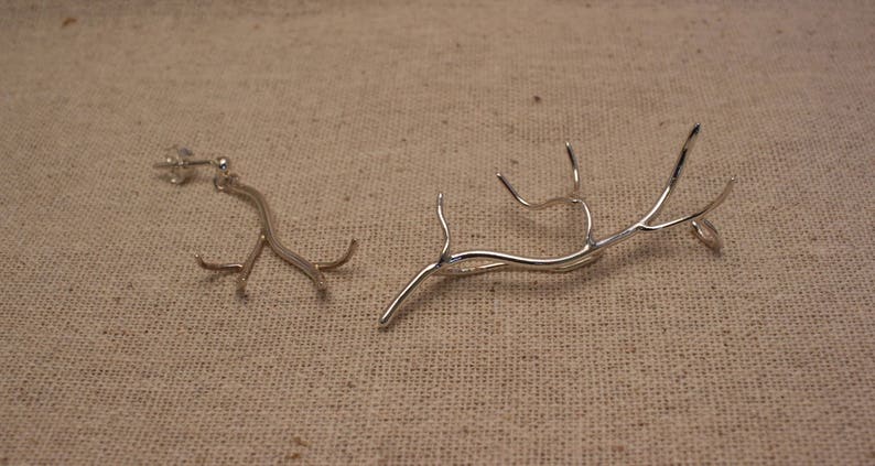 925 Solid Sterling Silver Deer Horn Antler Animal Post Stud Earrings Girls Gift