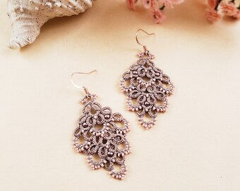 Colorful Jewelry Lace Earrings Bohemian Earrings Chandelier Earrings Boho Earrings Flower Earrings Tatted Mint Statement Earrings
