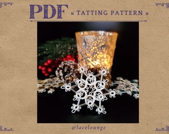 PDF Shuttle Tatting Pattern, Tatting Tutorial, Tatting snowflake pattern, Step by step pattern